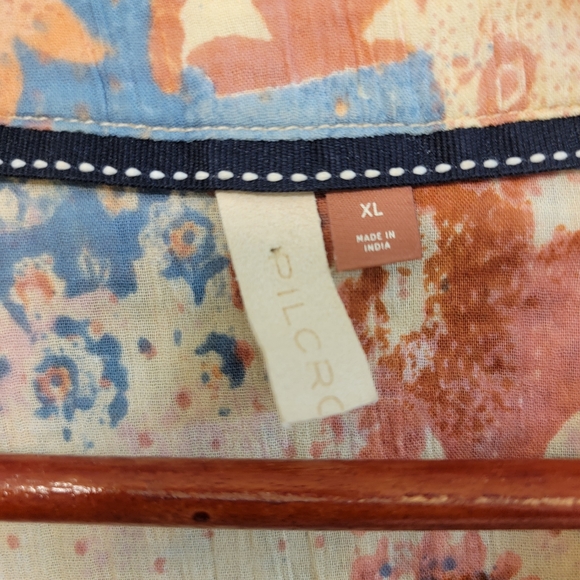 SOLD DO NOT BUY Batwing Floral Button Up Top Womens XL Boho Patch Festive - Picture 3 of 14